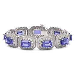 50.67 ctw Tanzanite & Diamond Victorian Bracelet 14K White Gold