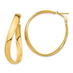 14k Wavy Omega Back Hoop Earrings - 5x39 mm