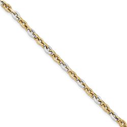 14k Solid Gold Two-tone Lg link Polished & Diamond Cut Bracelet