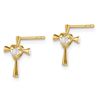 Image 2 : 14k Cubic Zirconia Cross with Heart Post Earrings - 49 mm