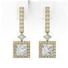 Image 2 : 3 ctw Princess Cut Diamond Designer Earrings 18K Yellow Gold
