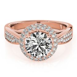 2.15 ctw Certified VS/SI Diamond Solitaire Halo Ring 14k Rose Gold