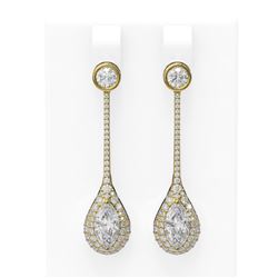 3.77 ctw Marquise Diamond Earrings 18K Yellow Gold