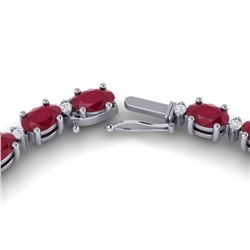 35 ctw Ruby & VS/SI Diamond Certified Eternity Necklace 10k White Gold