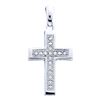 Image 1 : Sterling Silver Womens Round Diamond Simple Roman Cross Pendant 1/20 Cttw
