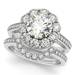 1.90 ctw Certified VS/SI Diamond 2pc Wedding Set Halo 14k White Gold