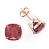 Image 2 : 8 ctw Cushion Cut Pink Tourmaline Stud Earrings 14k Rose Gold
