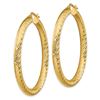 Image 2 : 14k Yellow Gold Diamond-cut Round Hoop Earrings - 4x35 mm