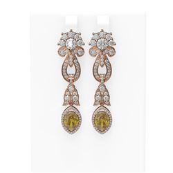 7.88 ctw Canary Citrine & Diamond Earrings 18K Rose Gold