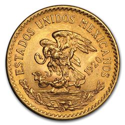 1920 Mexico Gold 20 Pesos AU