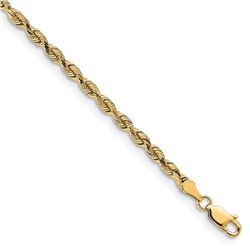 14k Yellow Gold 3 mm Diamond Cut Silky Rope Chain - 8 in.