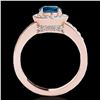 Image 2 : 2 ctw SI Certified Blue Diamond Solitaire Halo Ring 10k Rose Gold
