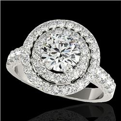 3 ctw Certified Diamond Solitaire Halo Ring 10k White Gold