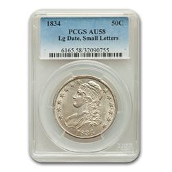 1834 Capped Bust Half Dollar Lg Date, Sm Letters AU-58 PCGS