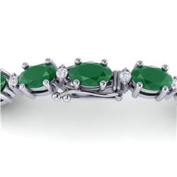15 ctw Emerald & VS/SI Diamond Certified Eternity Bracelet 10k White Gold