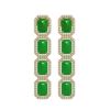 Image 1 : 11.93 ctw Jade & Diamond Micro Pave Halo Earrings 10k Yellow Gold