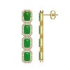 Image 2 : 11.93 ctw Jade & Diamond Micro Pave Halo Earrings 10k Yellow Gold