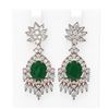 Image 1 : 16.04 ctw Emerald & Diamond Earrings 18K Rose Gold