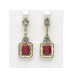 16.57 ctw Ruby & Diamond Earrings 18K Yellow Gold