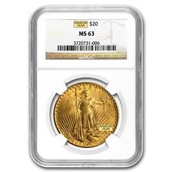 $20 Saint-Gaudens Gold Double Eagle MS-63 NGC (Random)