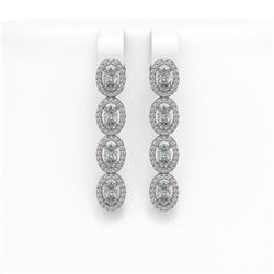 4.52 ctw Oval Cut Diamond Micro Pave Earrings 18K White Gold