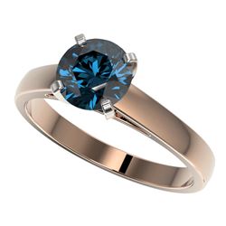 1.50 ctw Certified Intense Blue Diamond Engagment Ring 10k Rose Gold