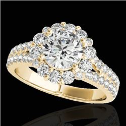 2.51 ctw Certified Diamond Solitaire Halo Ring 10k Yellow Gold