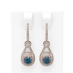 3.92 ctw Intense Blue Diamond Earrings 18K Rose Gold