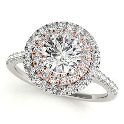 1.5 ctw Certified VS/SI Diamond Solitaire Halo Ring 14k 2Tone Gold