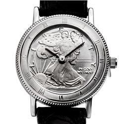 2018 1/10 oz Silver Walking Liberty Leather Band Watch