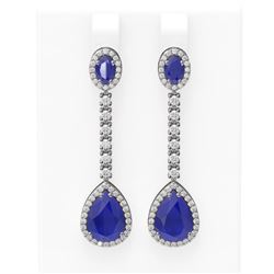 9.91 ctw Sapphire & Diamond Earrings 18K White Gold