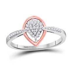 10kt Two-tone Gold Womens Round Diamond Teardrop Cluster Ring 1/8 Cttw