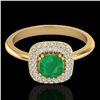 Image 1 : 1.16 ctw Emerald & Micro VS/SI Diamond Ring Halo 18k Yellow Gold