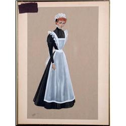 The Maid - original gouache portrait painting  #936848