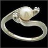 Image 1 : 14k WHITEGold Ring PEARL w DIAMONDS #937091