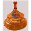 Image 1 : Amber Glass LOVERS Powder Jar w/ Gold Overlay #937186