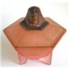 Image 1 : Sphinx Pink Satin Glass Art Deco Powder Jar #937258