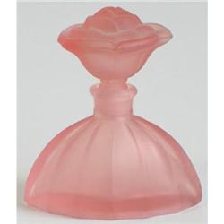 Pink Satin Glass Rose Stopper Perfume Bottle  #937404