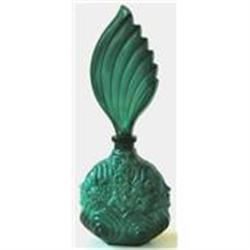 Czech Malachite Glass 'Faces' Perfume Bottle #937407