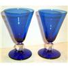 Image 1 : Eight Cobalt Blue Footed Cambridge Goblets #937589