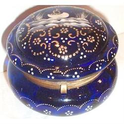 Hand Painted Cobalt Blue Lidded Jewelry Box #937704