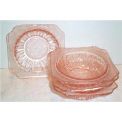 Four Adam Pink Depression Glass Dessert Bowls #937722