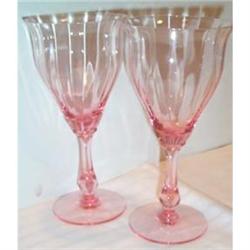 Eight Cambridge Optic Pink Footed Goblets #937823