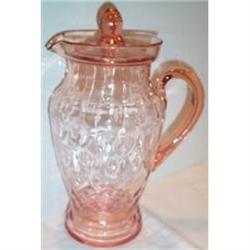 Pink Depression Optic Covered Lemonade Pitcher #937825