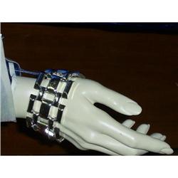 Vintage Retro Silver Square Link Bracelet #938077