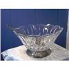 Image 1 : Glass Salad Bowl Silver Serving Utensils #938159