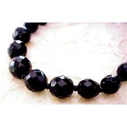 30's French Glass BLACK JET BEADS #955619