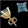 Image 1 :  14K GOLD BLUE TOPAZ EARRINGS PRINCESS  #955749