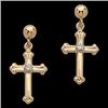 Image 1 : 14k Gold DIAMOND CROSS EARRINGS  #955769