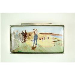 STERLING Silver  PILLBOX  GOLFER Scene  #955770
